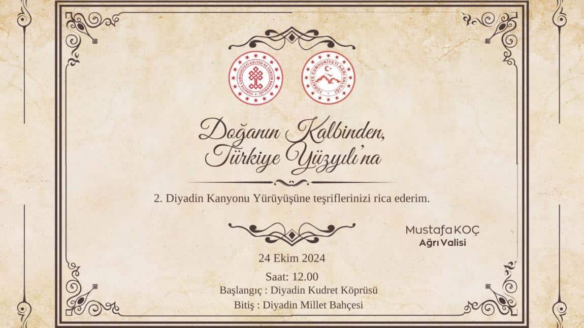 24 Ekim Perşembe 2. Diyadin Kanyonu Yürüyüşü